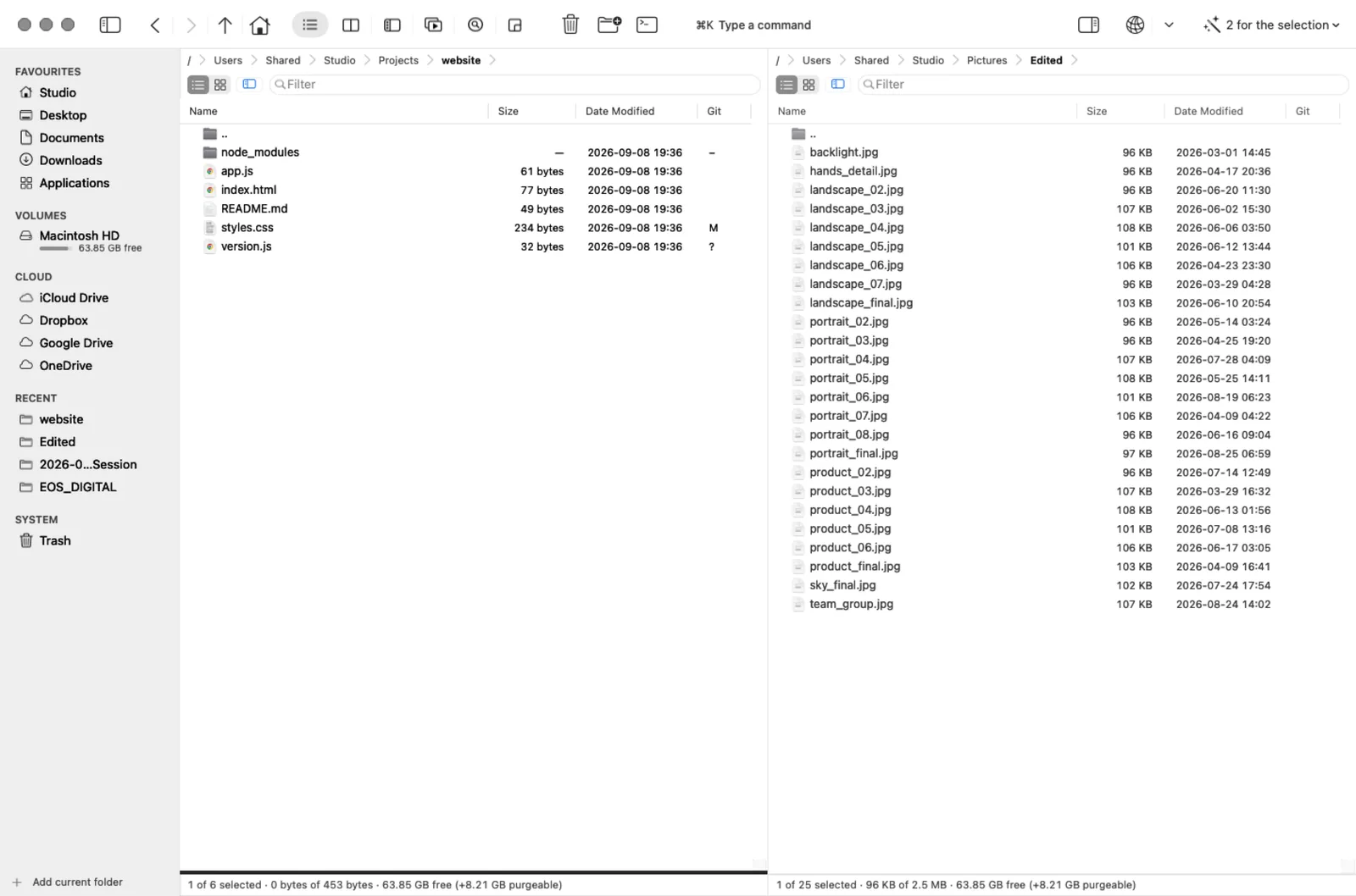 Git status is just another column.